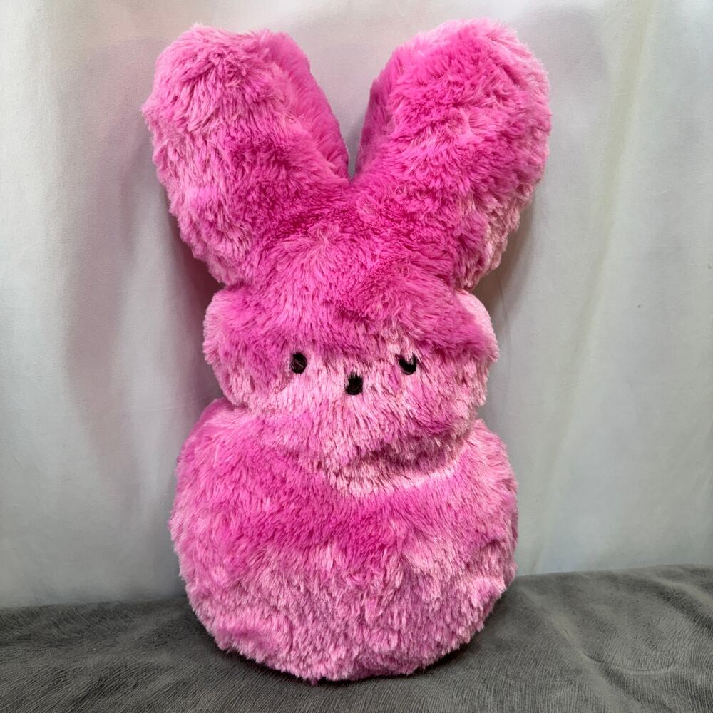 Peeps 15" Easter Rabbit Plush Pink Stuffed Pillow Toy Sewn Eyes 2018 Just Born
